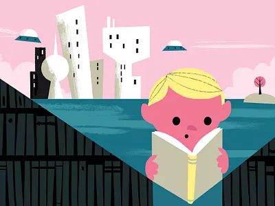 Phenomenon based learning books children digital illustration environment fantasy illustration imagination learning reading retro