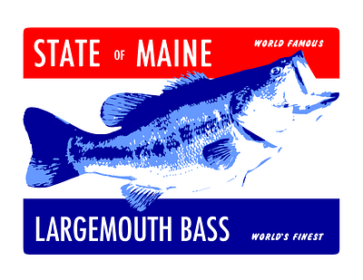 State of Maine | Largemouth Bass 1940s 3 color bass maine retro