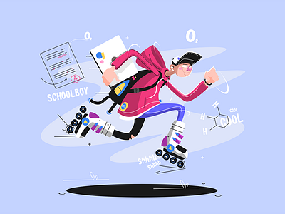 Rollerblading teenager moving fast character dude flat fun illustration kit8 laptop rollerblading schoolboy sport teenager vector