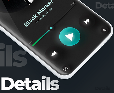 Music App Details app apple application application design application ui design minimal skeuomorphism ui ux