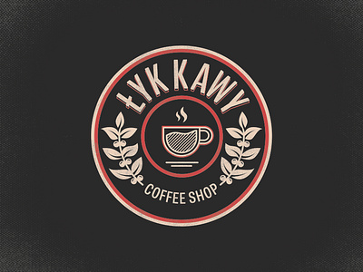 ŁYK KAWY - Coffee shop Logo badge badge design branding design icon illustration lettering logo minimal type typogaphy