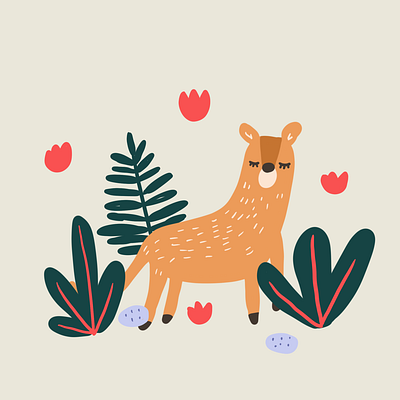 Cuty deer animal art design drawing duddle illustration simple vector