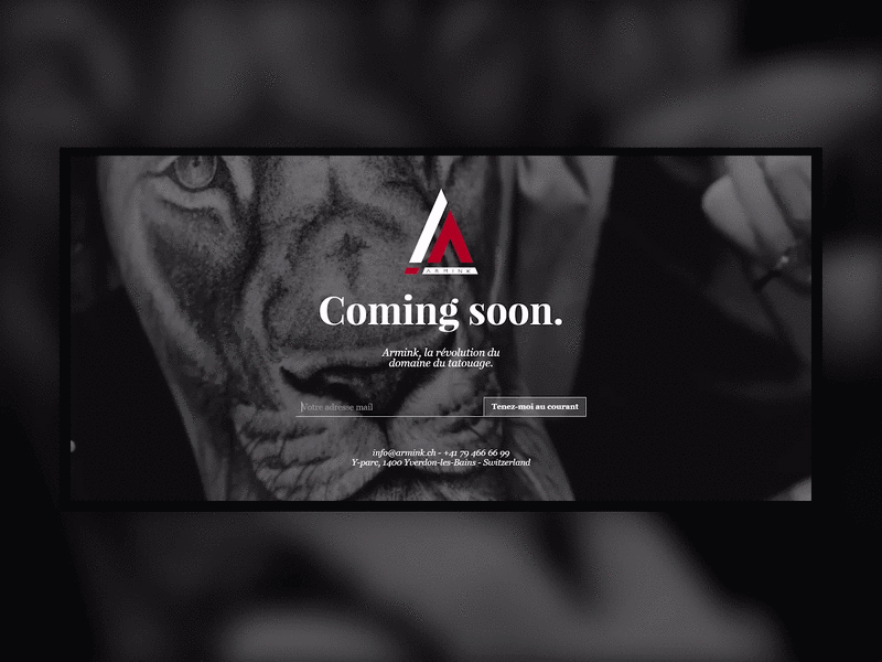 Armink landing page arm blackandwhite coming soon dark design figma ink landing landing design landing page landingpage logo newsletter tattoo ui user interface ux ux ui uxui video