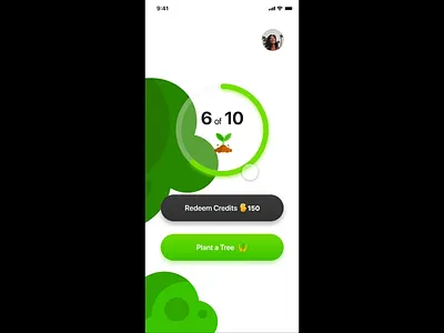 Adobe XD Daily Challenge #2 Auto Animate adobe xd auto animate credits daily challenge environment green mobile mobile app plant tree trees ux ux challenge