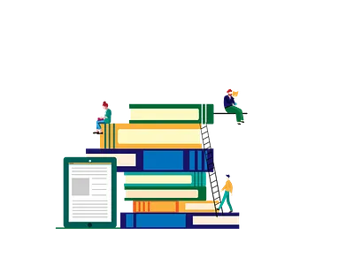 Online book library books design flat flat art illustration library minimal online library reading vector