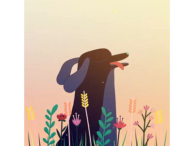 Spring Dog 2d after effect animation art artwork characters design dog doggy flowers frame by frame gif illustration motion motion design motion graphic rain spring