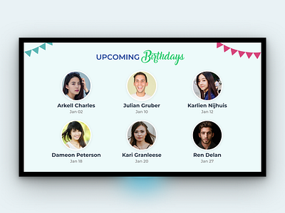 Birthday - TV App birthday bulletin board iot tv app ux web design workplace