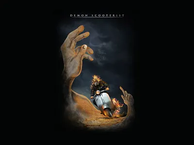 Demon Scooterist adventures bikers cllasic demon demonic fire ghost halloween hand racing raster retro rider riders scooter scooterist skull speed studio vespa