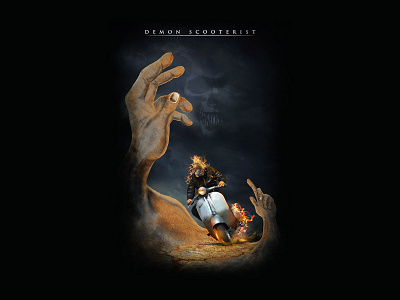 Demon Scooterist adventures bikers cllasic demon demonic fire ghost halloween hand racing raster retro rider riders scooter scooterist skull speed studio vespa
