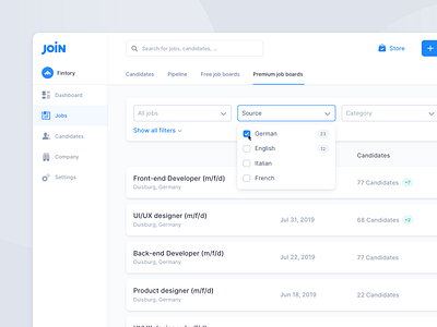 Job Ad Dashboard – Hiring Platform board clean dashboard dropdown hiring interaction interface job minimal modern process ui user interface ux webapp website