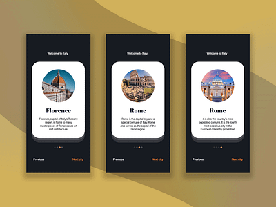 Visit Italy mobile app design minimal mobile mobile app prototype