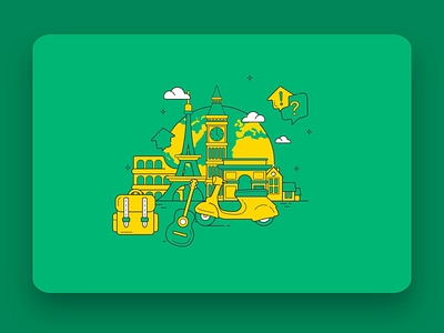 Animated illustration Student Mundial animation bodymovin booking system design illustration lottie motion outline ui vector