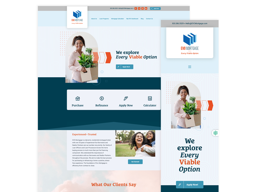 Evo Mortgage Web Design financial mortgage loans webdesign