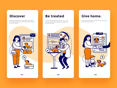 Guidepage app clean color guidepage help illustraion pets uiux