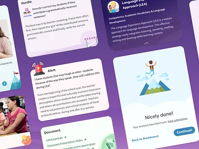 Mobile & Desktop Education App Cards app branding cards color design education education website icon illustration kids ui ux