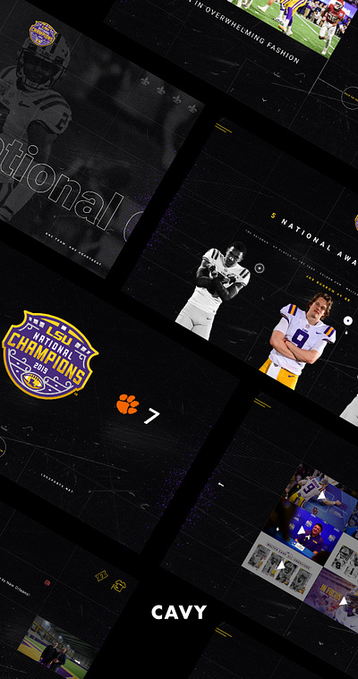 Official LSUsports.net National Championship microsite athletics design football grunge logo lsu sports sportsdesign typography ui ux webdesign