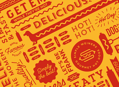 Simple Weiners Logo & Branding Design brand identity brand identity design branding design designer for hire graphic design hotdog illustration logo logo design monogram pattern pattern a day pattern design red retro uk designer yellow