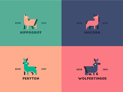 Mythical Creatures Series 2d color colors design feedbackplease flat graphic design hippogriff illustration illustrator logo mythical unicorn vector