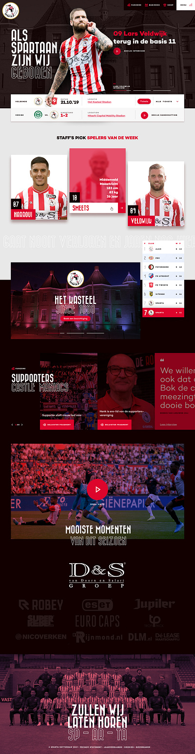 Sparta Rotterdam concept homepage (last year design) desktop football homepage rotterdam sparta sports ui design ux ui website