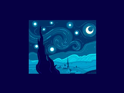 The Starry Night (Vincent Van Gogh app design art artist branding illustration minimal star starry night traditional art ui ux vector vincent vincent van gogh