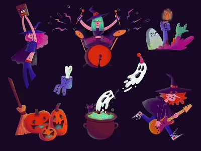 Characters for Halloween animation character design design illustration photoshop procreate website