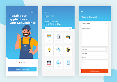 Home Fix 2020 figma handyman home service lagos mobile nigeria onboarding ui ui user experience userinterface ux