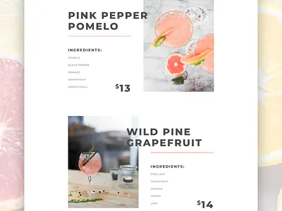 Cocktail Page Down-Side cocktail design landing page