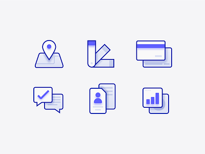 Depth icons art chart credit card data design growth icon iconography id illustration location messaging minimal payment