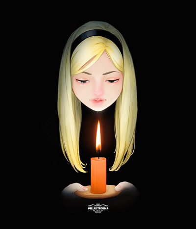 Rip 176 art candle digital digital art draw drawing flame girl illustration iran prayforiran sad