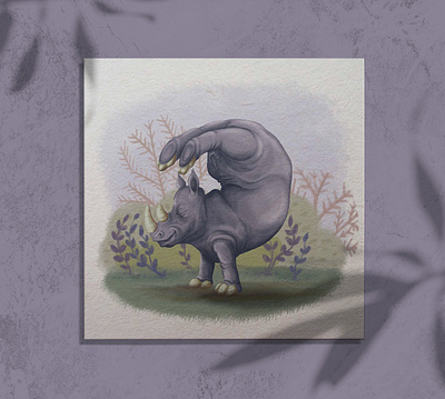 Rhino Yoga animal illustration animal painting animal yoga digital painting funny animal funny yoga rhino rhino yoga rhinoceros yoga illustration yoga pose