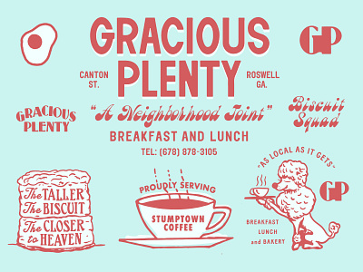 Gracious Plenty biscuit branding coffee poodle restaurant branding type