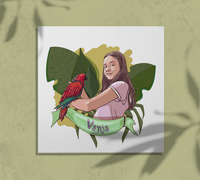 Girl and Parrot bird drawing bird illustration child illustration custom portrait girl drawing girl illustration parrot drawing parrot illustraiton photo illustration portrait drawing portrait from photo portrait illustration tropical drawing tropical illustration