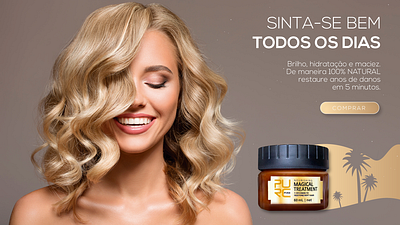 Landing Page - Creme PURC cabelo care cream design gold hair landing page