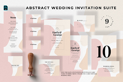 Abstract Wedding Invitation Suite abstract abstract design card design diy elegant feminine greeting invitation invitation set invitations invite minimal modern wedding card wedding invitation