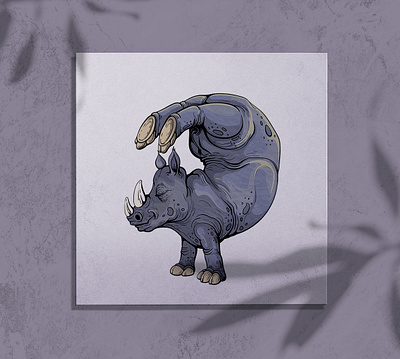 Rhino Yoga adobe illustrator animal illustration animal painting animal yoga character illustration illustration rhino rhino illustration vector illustration yoga pose