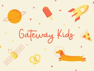 GWK dachshund dog kids pizza planet popsicle pretzel rocket space stars