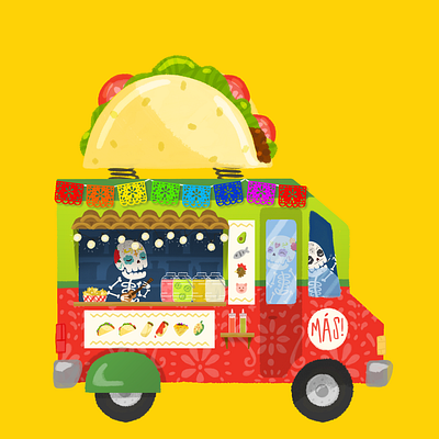 Taco Truck 2d bright color colorful cute design food truck illustration taco truck tacos