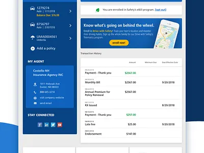 Customer Portal – Billing Page customer portal design front end insurance ui user interface user interface design ux web web development website