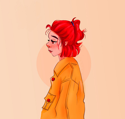 Red hair digital illustration digitalart drawing illustration minimalism newstyle redhair