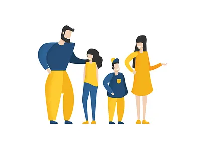 Flat family illustration daughter family father flat illustration mother people son vector