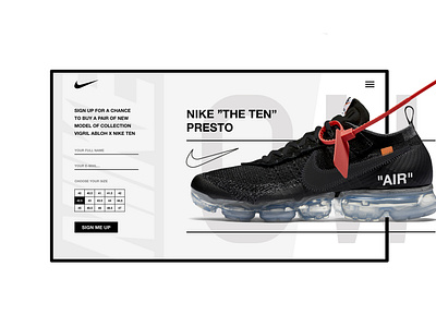 Sign Up Page - Nike 'The Ten' Concept design interface landing page landing page concept landing page ui nike sign up ui ux web design