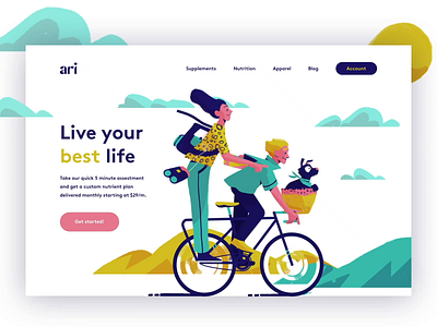 Ari animated animation brand brand agency brand identity branding branding studio consumer illustration illustrator landing page lifestyle lifestyle illustration logo modern procreate subscription texture typography website