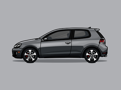 Volkswagen GTI automobile car grey gti illustraion mk6 vector vector art volkswagen vw