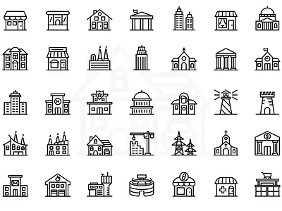 Buildings Icons adobe illustrator app buildings design flat iconpack icons illustration illustrator vector