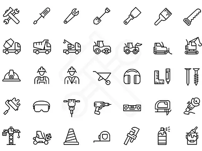 Construction Icons construction design flat iconpack icons iconsdesign illustrator vector webdesign