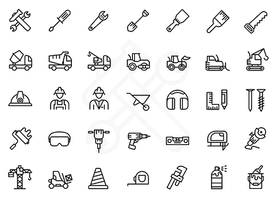 Construction Icons construction design flat iconpack icons iconsdesign illustrator vector webdesign