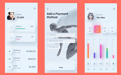 Neumorphism app clean design ui ux