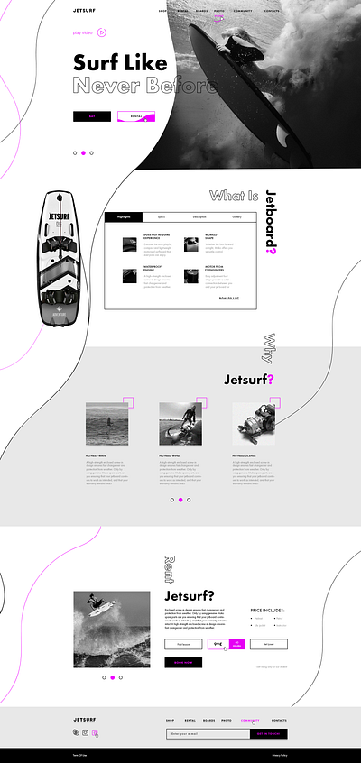 Jetsurf Landing Page Web Site colorful design design illustrator jetsurf likes logo minimal ocean photoshop sea surf surfing symbol ui ux video web web design web design website