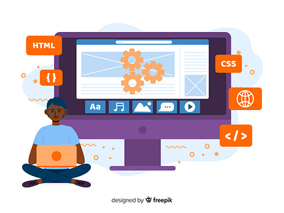 Website Setup Illustration character design computer developer free download freebie freepik graphic design illustration ui vector illustration website illustration website setup