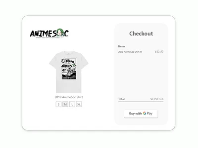 AnimeSoc Checkout 002 checkout dailyui tshirt ui website